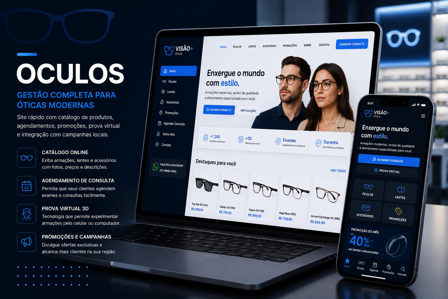 Preview de landing page para Óculos